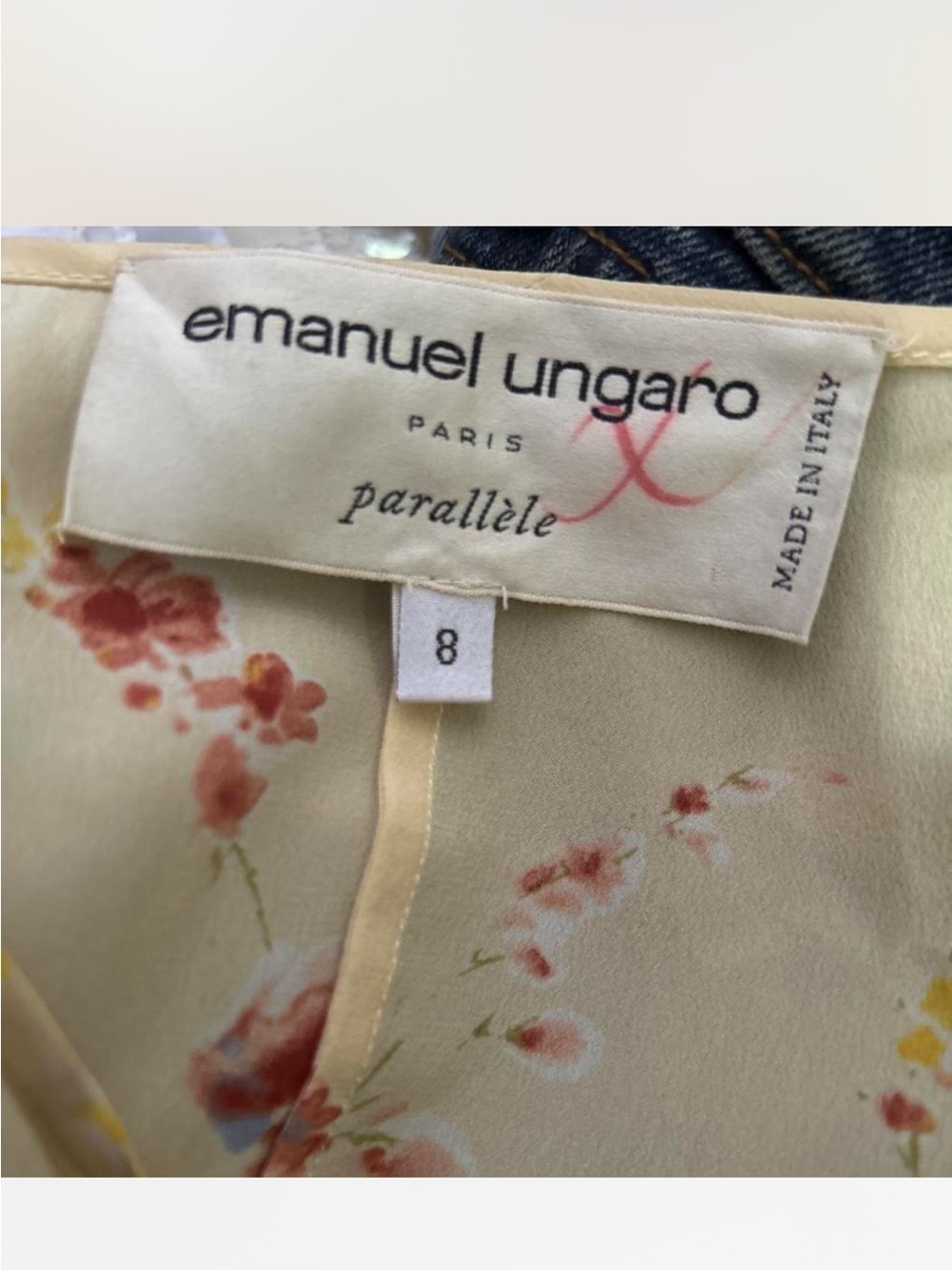 Emanuel Ungaro Floral Silk Top in Cream and red flower designs
